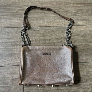 Rebecca Minkoff Brown Leather Shoulder Bag with Chain Strap